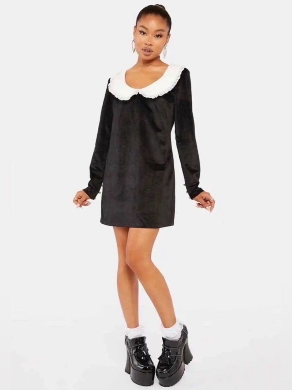 Sister Jane Aquarius Scoop Neck Mini Dress Wednesday Addams vibes size S